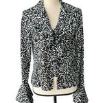 Etcetera  Black and White Floral Blouse With Flare Sleeve Size 8 Photo 0