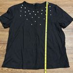 ZARA  black cotton pearls top tee shirt short sleeve women’s Large Photo 4