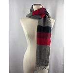 Women’s Carl Michaels Grey, Blue, Red, & Purple Wool Tasseled Scarf Gray Photo 1