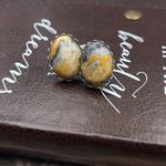 Mexican Crazy Lace Agate Earrings • Natural Stone • Stainless Steel Stud Backs Orange Photo 6