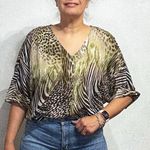 Adrienne Landau  Animal Print Blouse Sz M NWT Photo 0