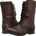 Madden Girl Brown Leather Combat Boots Photo 0