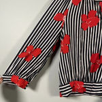 Madewell  Striped Wrap Top in Candied Orchids Size Small Black White Striped Crop Photo 3