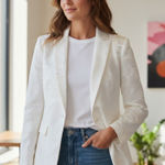 Preston & York NEW  blazer Jacket Brocade White Size 12 Party Holiday Cocktail Photo 0