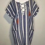 Tularosa Warren blue & white striped short sleeve tunic mini dress size S Photo 2