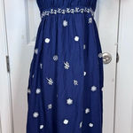 Gretchen Scott Coquette Navy Embroidered Cottagecore Midi Dress Size Small Photo 0