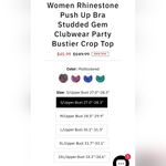 Charmian Women Rhinestone Push Up Bra Studded Gem Bustier Crop Top Black Size 2X Photo 8