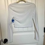 Abound  Women's Silver Ribbed Knit Long‎ Sleeve Crop Top Cutout Front Size S Photo 3