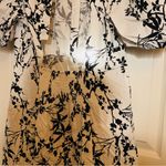 ZARA  ZW COLLECTION BLACK WHITE FLORAL PRINT PUFF SLEEVES MIDI DRESS L Photo 9