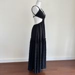 MABLE Maxi Dress Womens Small Black Cut Out Tiered Open Back Boho Strappy Brunch Photo 2