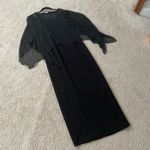 Teri Jon by Rickie Freeman Black Chiffon Overlay Capelet Gown Dress Photo 1