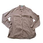 J. McLaughlin  light brown linen button down top size M Photo 10
