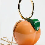 ZARA NWT  Box Style Orange Peach Clutch with Gold Handle & Chain Shoulder Strap Photo 0