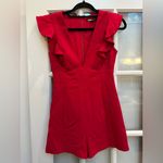Black Halo Scarlet Dark Pink Red V-Neck Ruffle Deklyn Romper Size 0 XXS XS Photo 4