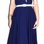 Pinup Couture Navy Blue White Rockabilly Halter Dress M Photo 0