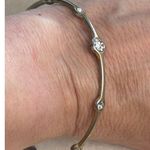 Silver-Tone Lia Sophia Bangle Bracelet With Faux Diamond Accents Photo 3