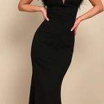 Elegant Lulu’s Extraordinary Glam Feather Trim Evening/Prom Gown! Black Size XS Photo 0