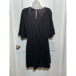Ava & Viv AVA VIV Womens Black Wrap Romper 1X Short Sleeve V Neck Tie Photo 4
