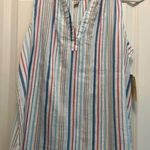 st. john's bay St. John’s Bay Striped Notch-Neck Sleeveless Tank Top Size M NWT Photo 4