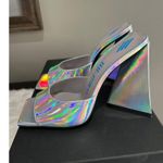 The Attico Devon 115 Iridescent Mules Silver Leather Womens Size 37 7 Photo 9