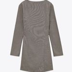 ZARA Tailored Brown Plaid Square Neckline Dress Photo 3