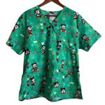 Micky Mouse Christmas Scrubs Disney Top L Medical Uniform Nurse Workwear Dental Green Size L Photo 0