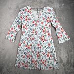 Loft  Dress Womens‎ 10 White Pink Blue Floral Office Boho Bohemian Peasant Preppy Photo 3