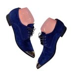 Miu Miu BLUE SUEDE LOAFER WITH SILVER METAL TIPPED TOE (36) Photo 9
