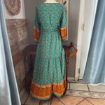Bohemian Floral Maxi Dress in Green and Orange Size XS Photo 4