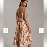 Anthropologie  MAEVE Strapless A-line Midi Dress‎ in Tomato Floral Photo 2