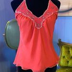 Vintage Y2K Johnathan Martin Coral Chiffon & Crochet Sequin Halter Top Size M/L Photo 0