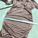 Louna Ruched Dress Women's Large Brown Jersey Knee Length Long Sleeve V Photo 11