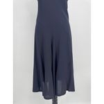 Fuzzi Halter Dress Size 42 US 6 Navy Silk Blend Ruched Ruffle Midi Elegant Chic Blue Photo 8