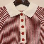 Vince Camuto contrasting ribbed knit henley pullover sweater, red and cream,sz M Size M Photo 9