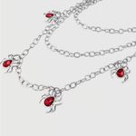 Silver and Red Spider Charm Necklace Photo 1