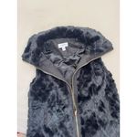 Carmen Marc Valvo CARMEN Faux Fur Vest Womens Size S/P Black Quilted Zip Up High Collar Cozy Soft Photo 6