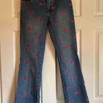 Lilly Pulitzer Vintage Lily Pulitzer blue mid rise boot cut jeans size 2 pink whale nautical Photo 0
