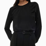 Aritzia Babaton  Rennie Satin Blouse Crepe Long Sleeve Black Top Capsule Size XS Photo 0