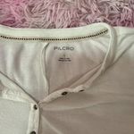 Pilcro White Ribbed Henley Top Button Up Short Sleeve Casual T-Shirt Photo 2