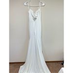 La Femme White Low V Back Jersey with Train Gown Dress 2 30458 Photo 4