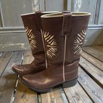 Mexicana Women Brown Leather Western Cowboy Boots White Stitching Pointed Toe 39 Size 8 Photo 0