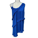 Belldini NWT cobalt blue asymmetrical knit dress w rhinestones and ruffles Sz XL Photo 1