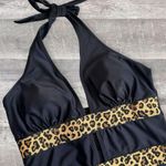 Cupshe Midnight Leopard Halter One Piece Swimsuit NEW Womens M Black V Neck Photo 1