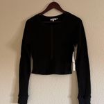 Good American NWT Black Waffle Henley Crop Long Sleeve Size 3 Photo 1