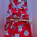 Japna  red floral maxi dress  small area at back and bottom elastic wais  long L Photo 8