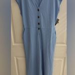 Worthington baby blue Jumpsuit Wide Leg Button Front Belted Casual Size 10 NWT Photo 3