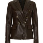 Milly Inez Faux Leather Blazer in Brown, Size US 6 Photo 0