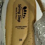 Spring Step  Saibara White Leather Eyelet Peep Toe Slingback Wedge Sandal Size 38 Photo 7