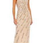Mac Duggal 93739 Embellished Floral Detail One Shoulder Gown Nude Gold 10 $498 Photo 4