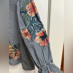 ZARA  floral embroidered Denim balloon sleeve Top Size Xs Photo 4